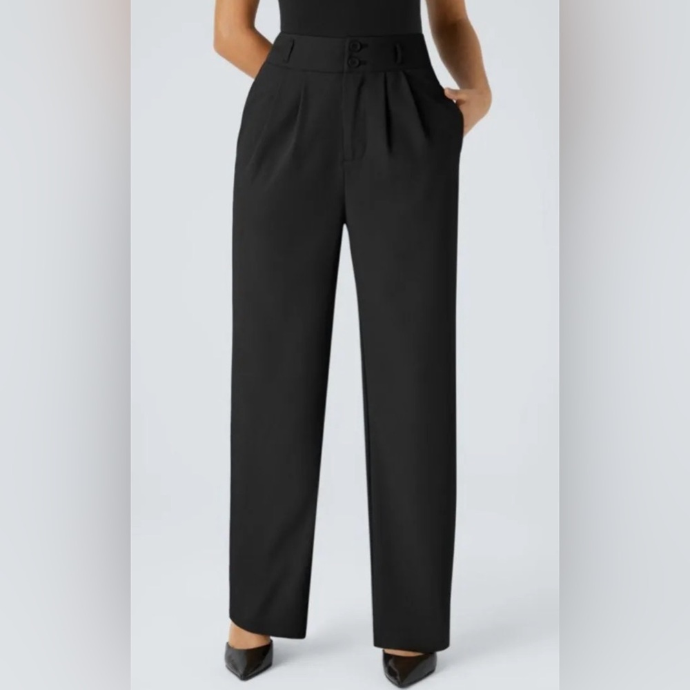Elegant Black Women's High-Waisted Pants